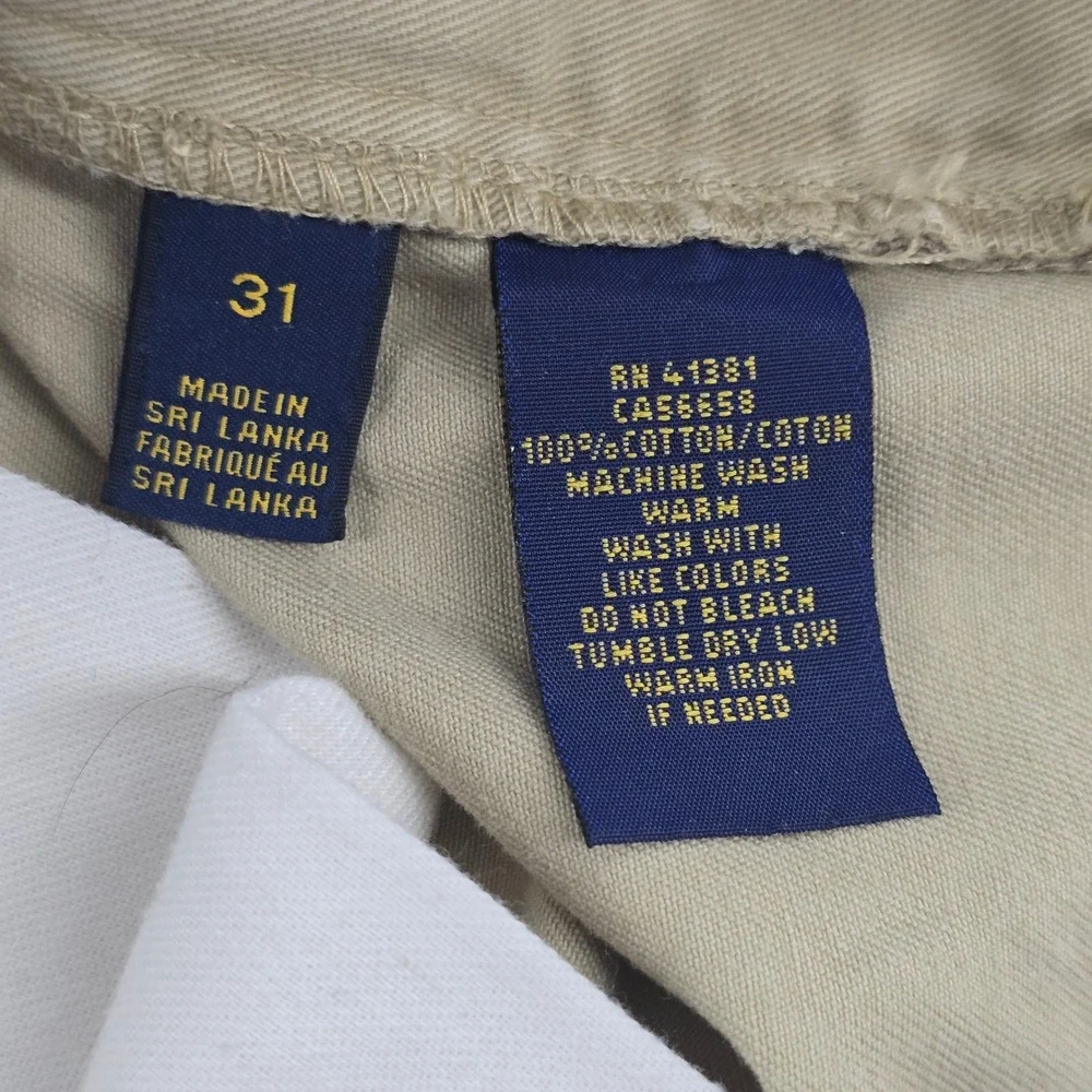 Polo Ralph Lauren Chino Shorts Mens 31 Khaki Tan Cotton Twill Flat Front Classic